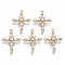 Brass Micro Pave Cubic Zirconia Pendants, Nickel Free, Real 18k Gold Plated, Cross, Clear, 24x17.5x4mm, Hole: 1mm