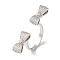 Bowknot Brass Micro Pave Clear Cubic Zirconia Open Cuff Rings for Women, Platinum, Inner Diameter: 18mm
