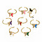 Brass Micro Pave Cubic Zirconia Cuff Rings, with Enamel, Open Rings, Nickel Free, Real 16K Gold Plated, Butterfly, Mixed Color, US Size 7 1/4(17.5mm), 2mm, Butterfly: 11x11.5mm