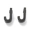 304 Stainless Steel Charms, Alphabet, Electrophoresis Black, Letter.J, 8x4.5x3mm, Hole: 1.8mm