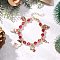 Christmas Alloy Enamel Charm Bracelets, Electroplate Glass Rondelle Beaded Bracelets for Women, with Zinc Alloy Lobster Claw Clasps, Red, 7-1/4~7-3/8 inch(18.5~18.8cm)