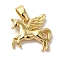 Brass Pendants, Unicorn, Real 18K Gold Plated, 13x13x2mm, Hole: 4x2.5mm