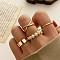 4Pcs Alloy with Plastic Pearl Finger Rings, Golden, Cross, Inner Diameter: 16~19mm