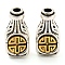 Rack Plating Tibetan Style Alloy 3 Hole Guru Beads, T-Drilled Beads, Gourd, Cadmium Free & Lead Free, Antique Silver & Antique Golden, 18x8.5x7mm, Hole: 2mm