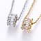 304 Stainless Steel Pendant Necklaces, with Cubic Zirconia, Mixed Color, 17.71 inch(45cm), Pendant: 11x6.5mm