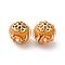 Handmade Resin Indonesia Round Beads, with Alloy Findings, Round with Flower, Orange, 17x17.5x17mm, Hole: 1.8mm