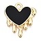 Alloy Plastic Pendants, Heart, Light Gold, 17x15x2mm, Hole: 1.6mm