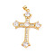 5Pcs Rack Plating Brass Micro Pave Cubic Zirconia Pendants, Cadmium Free & Lead Free, Cross, Real 18K Gold Plated, 40.5x27.5x4.5mm, Hole: 5x3mm