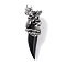 Glass Pendants, with 316 Surgical Stainless Steel Findings, Dragon, Black, 48x17.5x15mm, Hole: 6.5x3mm