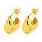 304 Stainless Steel Earrings, Real 18K Gold Plated, 17.5x8mm