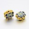 Rack Plating Brass Enamel Flower Beads, Cadmium Free & Lead Free, Golden, 11x14x9mm, Hole: 3mm