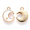 Alloy Enamel Pendants, Moon & Star, Light Gold, White, 16x13x2mm, Hole: 1.8mm