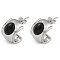 Brass & Natural Agate C-Shaped Stud Earrings, Platinum, 15x10.5mm