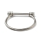 304 Stainless Steel D Shape Bar Screw Bangle with Cubic Zirconia, Shackle Horseshoe Bangle for Women , Stainless Steel Color, Inner Diameter: 2-1/4x1-7/8 inch(5.85x4.9cm)
