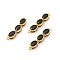 Rack Plating Eco-Friendly Brass Micro Pave Cubic Zirconia Pendants, Long-Lasting Plated, Lead Free & Cadmium Free, Real 18K Gold Plated, Golden, Pea, Black, 25x5x3.5mm, Hole: 1mm