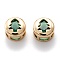 Real 18K Gold Plated Brass Inlaid Cubic Zirconia Multi-Strand Links, Flat Round with Christmas Tree, Green, 8x5.5mm, Hole: 3.2x2.2mm