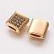 Brass Micro Pave Cubic Zirconia Beads, Square, Golden, 9x9x3.5mm, Hole: 2x5mm