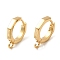 Brass Hoop Earrings Finding, with Horizontal Loop, Octagon, Real 18K Gold Plated, 15x11.5x3mm, Hole: 1.8mm