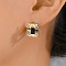 Vintage Palace Style High-end Zircon Square Stud Earrings Party Banquet Accessory.