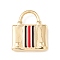 Brass Enamel Pendants, with Jump Rings, Real 18K Gold Plated, Cadmium Free & Lead Free, Long-Lasting Plated, Lock, Red, 20x16x3mm, Hole: 7x6mm