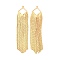 Brass Tassel Big Pendants, Long-Lasting Plated, Nickel Free, Real 18K Gold Plated, 59x13.5x1mm, Hole: 1.2mm