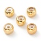Brass Beads, with Rubber Inside, Slider Beads, Long-Lasting Plated, Round, Real 18K Gold Plated, 7x5mm, Hole: 2mm