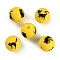 Silicone Beads, Round with Cat Shape, Yellow, 15x15x15mm, Hole: 2mm