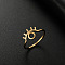 Hollow Out Eye 304 Stainless Steel Finger Rings for Women, Golden, 8.5mm, Inner Diameter: 18mm