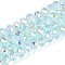 Transparent Glass Beads Strands, Rondelle, Half Plated, AB Color Plated, Faceted, Pale Turquoise, 6~6.5x5~5.5mm, Hole: 1mm, about 82~83pcs/strand, 16.14~16.34 inch(41~41.5cm)