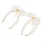 Bohemian Style Asymmetric Bowknot Stud Earrings, Unique Fashion Statement Piece, with Imitation Pearl, Golden