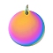 Ion Plating(IP) 304 Stainless Steel Pendants, with Jump Ring, Flat Round Charm, Stamping Blank Tag, Rainbow Color, 18.5x16x1mm, Hole: 3.5mm
