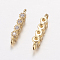 Brass Micro Pave Cubic Zirconia Links, Clear, Cadmium Free & Lead Free, Strip, Golden, 2x11~12x3mm, Hole: 1mm
