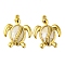 Natural Shell Pendants, Sea Turtle Charms with Ion Plating(IP) 304 Stainless Steel Findings, Real 18K Gold Plated, 30x24x3.5mm, Hole: 1.4mm