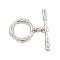 Brass Toggle Clasps, Cadmium Free & Nickel Free & Lead Free, Ring, Platinum, Ring: 15x12.5x2.5mm, Hole: 1mm, Bar: 21.5x4.5x2.5mm, Hole: 1mm