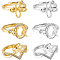 BENECREAT 6Pcs 6 Style Adjustable Finger Rings Base with Box, Brass Cubic Zirconia Finger Ring Blanks Kits for Unisex Ring Making, Glod/Silver