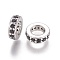 Brass Cubic Zirconia European Beads, Large Hole Beads, Ring, Platinum, Black, 7.5x2.5mm, Hole: 4.5mm