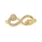 Brass Micro Pave Clear Cubic Zirconia Heart Infinity Connector Charms, Long-Lasting Plated, Lead Free & Cadmium Free, Rack Plating, Real 18K Gold Plated, 11.5x29x3.5mm, Hole: 1.2mm