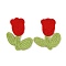 Tulip Flower Shape Polyester Knitted Appliques, Costume Hat Bag Ornament Accessories, Red, 78x62x2.5mm