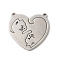 Non-Tarnish 304 Stainless Steel Split Pendants, Heart with Cat Charm, Stainless Steel Color, 30x30x1mm, Hole: 1.8mm