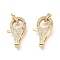 Brass Micro Pave Clear Cubic Zirconia Lobster Claw Clasp, with Bail Beads/Tube Bails, Long-Lasting Plated, Real 18K Gold Plated, 32.5x16x5.5mm, Hole: 3mm