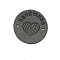 Microfiber Knitting Heart Label Tags, Clothing Handmade Labels, for DIY Jeans, Bags, Shoes, Hat Accessories, Flat Round, Gray, 25mm