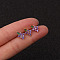 316L Surgical Stainless Steel Micro Pave Medium Purple Cubic Zirconia Cartilage Earrings,  Grape, Stainless Steel Color, 6mm, Pin: 0.8mm