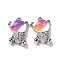 Alloy Pendants, with Resin Cabochons, Bear, Platinum, 19x13x6mm, Hole: 1.6mm