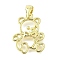 Brass Pendants, Hollow Bear, Long-Lasting Plated, Lead Free & Cadmium Free, Rack Plating, Real 18K Gold Plated, 19.5x15x2.5mm, Hole: 5.5x3mm