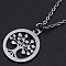 Non-Tarnish 201 Stainless Steel Pendant Necklaces, with Cable Chains and Lobster Claw Clasps, Ring with Tree, Stainless Steel Color, 17.7 inch(45cm), 1.5mm