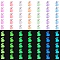 70Pcs 7 Colors Luminous Transparent Resin Pendants, Rabbit Charm, Glow in the Dark, with Platinum Tone 304 Stainless Steel Loops, Mixed Color, 24x22x14.5mm, Hole: 1.8mm, 10pcs/color
