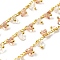 Brass Nuggets Link Chains, with Glass and Natural Rose Quartz, Lead Free & Cadmium Free, Long-Lasting Plated, Rack Plating, Soldered, with Spool, Real 18K Gold Plated, 3x2x1mm