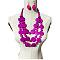 Ethnic Style Wood Flat Round Beaded Multilayer Necklaces & Dangle Earrings Sets, Magenta, 580mm