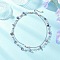 Natural Amethyst Chip & Glass & 304 Stainless Steel Handmade Link Chain Double Layer Necklaces for Women, Stainless Steel Color, 11.73 inch(29.8cm)