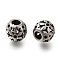 304 Stainless Steel European Beads, Large Hole Beads, Rondelle with Flower, Antique Silver, 10x8.5mm, Hole: 4mm